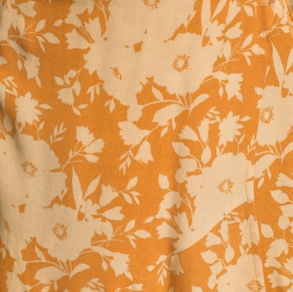 Golden Yellow Floral Print Ruffled Wrap Mini Dress - Picture 4 of 6